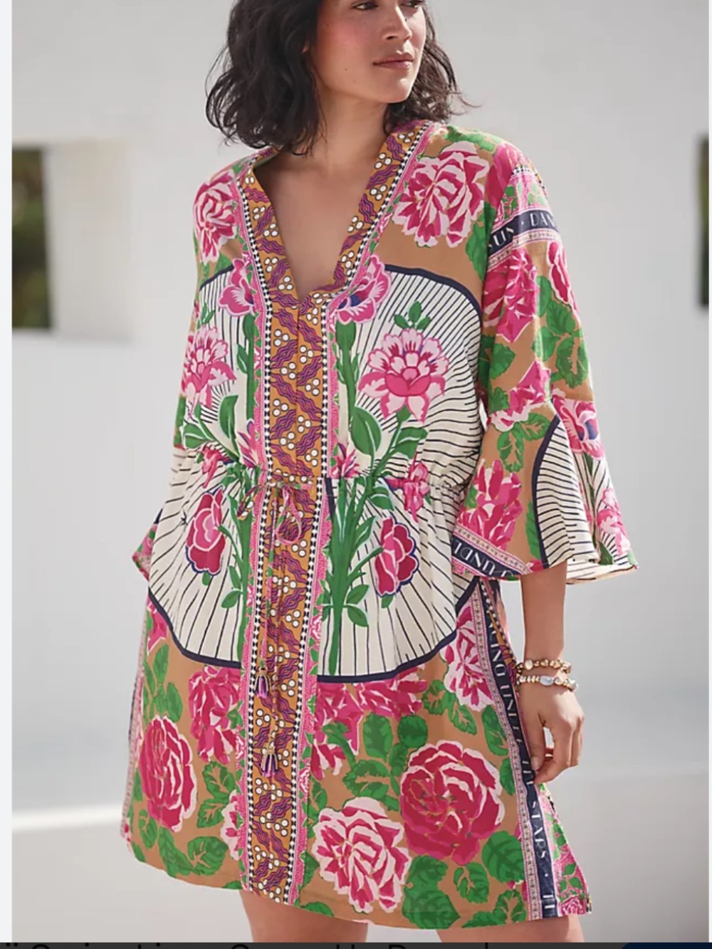Maaji Cerise Floral Linen Cover-Up Dress